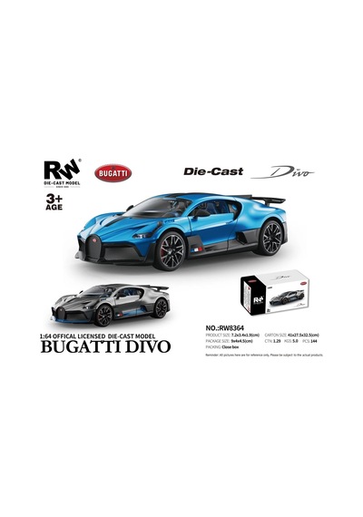 Rw8364 1:64 Bugatti Divo Çek Bırak Araba Lisanslı Metal Model Araba