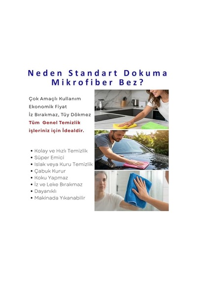 Mikrofiber Bez Seti Paket'te 5 Adet Sarı Renk, 40x40 Cm 160 Gsm Emici Tüylenmez Çabuk Kurur Mikrofiber Temizlik Kurul Çok Renkli
