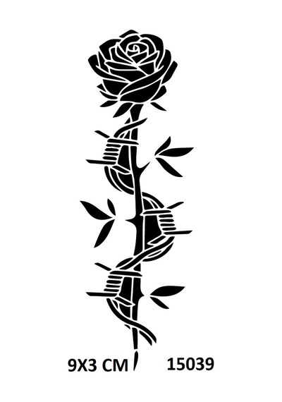 Airbrush Tattoo Dikenli Gül Stencil Süsleme Ve Boyama Kalıbı