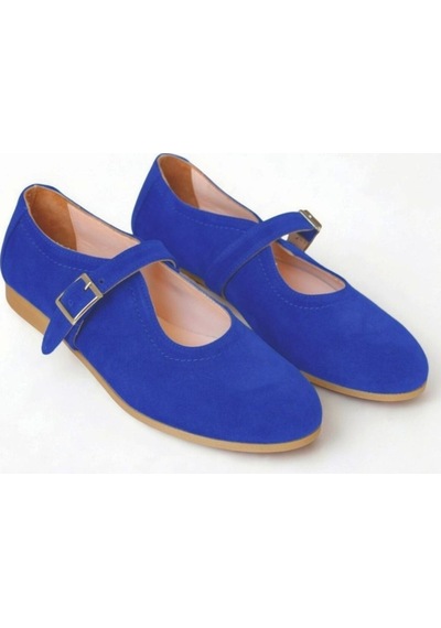 Ne&ve Shoes Mavi Süet Hakiki Deri Tokalı Babet
