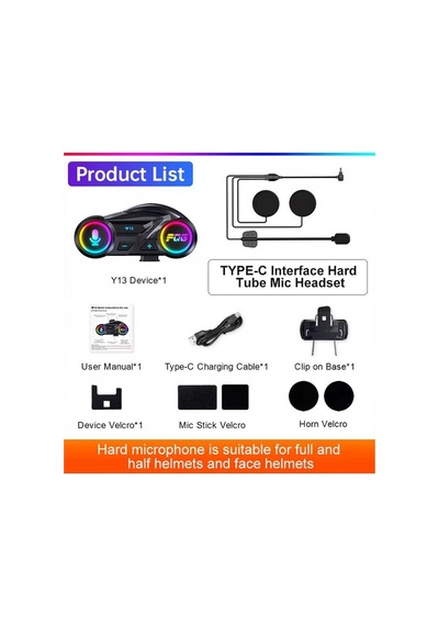 Y13 Motor Kask Kulaklık Rgb Modlu Radyolu Motosiklet Kulaklık 5.3