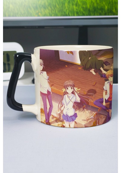 Fruits Basket Anime Baskılı Seramik Lüks Kupa 1 Adet Özel Siyah Kulp Dalga Kulp V5d Çok Renkli
