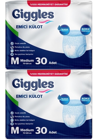 Giggles Hasta Bezi Yetişkin Emici Külot M-orta 60 Adet 2pk 30 Orta