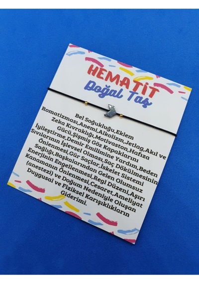 Gümüştel El Sanatları Sertifikalı Hematit Taşı Üçgen Doğal Taş Bileklik Çok Renkli