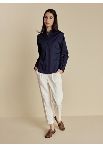 Brooks Brothers Lacivert Kadın Logo Baskılı Gömlek Bbss26fsh001