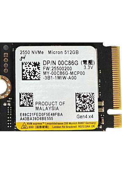 Micron 2550 512gb 22x30 M.2 Nvme SSD Micron 2550 512gb 22x30 M.2 Nvme SSD