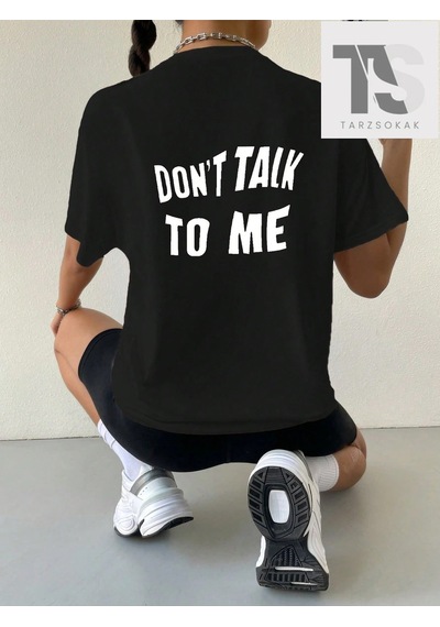 Slogan Grafikli Düşük Omuzlu Tişört Beyaz