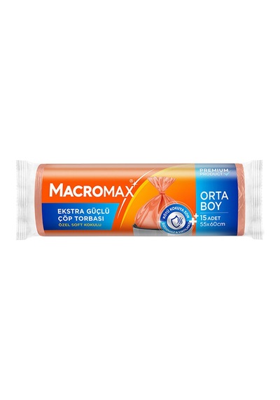 Macromax Extra Güçlü Çöp Torbası Orta Boy 15'li