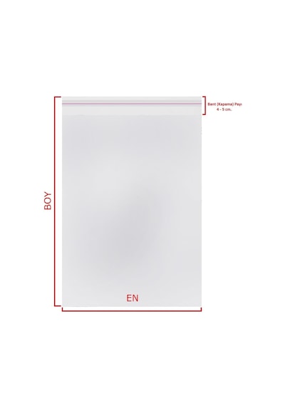 30X30+5 Cm. 30X35 25 Adet Şeffaf Bantlı Yapışkanlı Jelatin Poşe