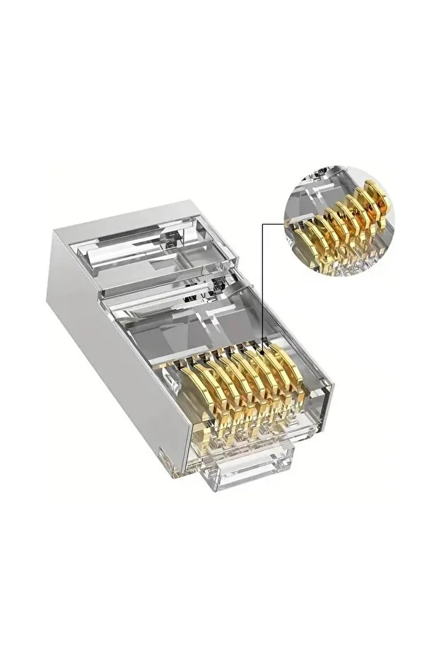 10 Adet Yeni Nesil Metal Gold Plated Geçişli Cat5/cat6 Rj45 Konnektörü 8p8c Ethernet Kablo Ucu Jack