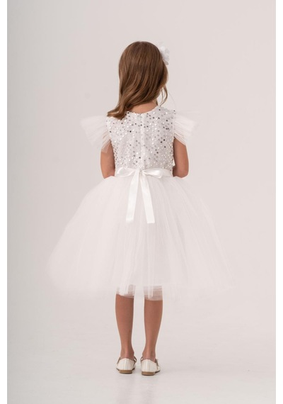 Mnk Baby & Kids Tüllü Kız Çocuk Kpl Elbise Mnk0526 Beyaz