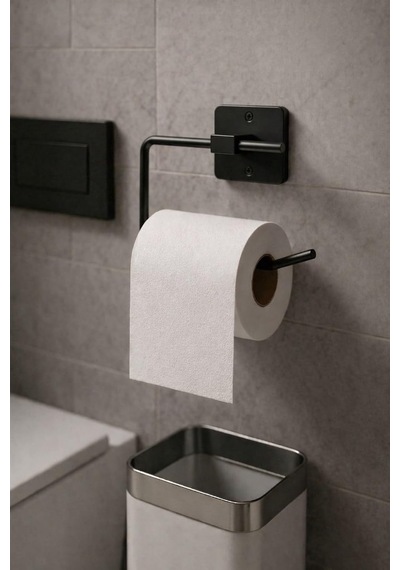 Kare Yapışkanlı Açık Tuvalet Kağıtlığı Wc Kağıtlık Tutucu Siyah Ks-001 Diğer