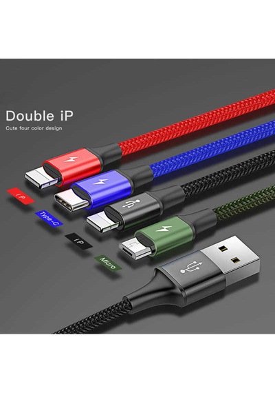 Baseus 4in1 Kablo Lightning (2)+Micro+Type-c 3.5A 1.2M