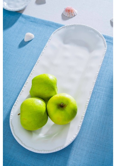 Milano Oval Kayık Tabak - 40 Cm Beyaz