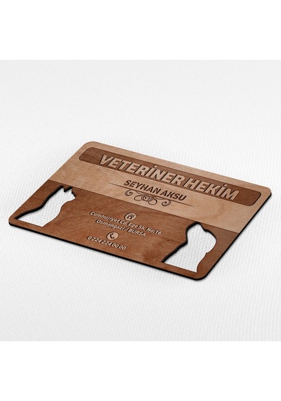 Kişiye Özel Mesleki veteriner Hekim Ahşap Kartvizit (Model 1-7) 5