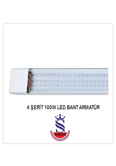 100w 120 Cm Kristal Led Bant Armatür-trafolu Beyaz Işık -8 Adet Beyaz
