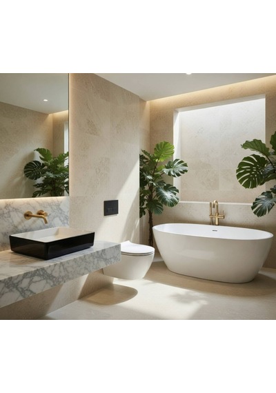 Ideal Standard - Tezgah Üstü Lavabo 50x41 Cm İç Beyaz Dış Siyah - 25051c- Beyaz, Siyah