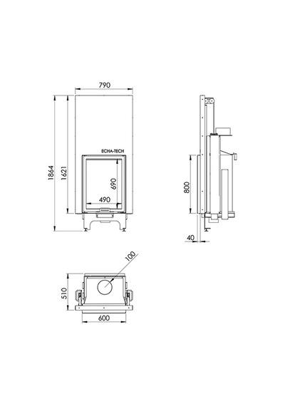 Echa Tech Flat 60X80 Asansör Kapaklı Çelik Şömine Haznesi