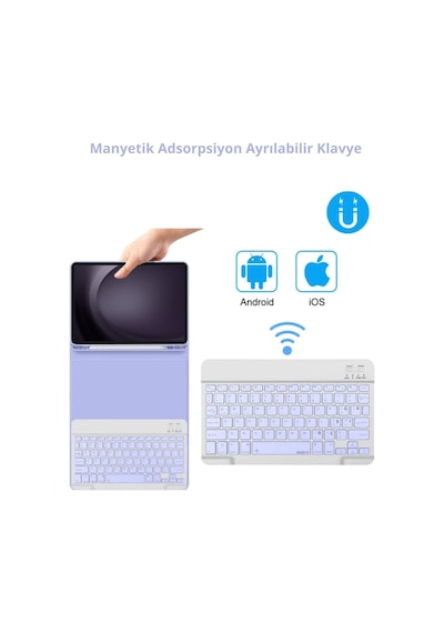 Apple Uyumlu iPad 11. Nesil A16 Çipli 2024 2025 Klavyeli Tablet Kılıfı Klavye + Stand