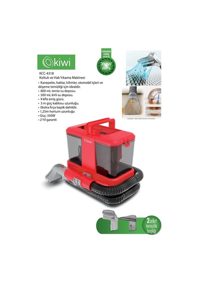 Tr Koltuk Ve Halı Yıkama Makinesi Kcc-4318, 350w, Kırmızı