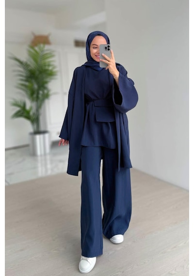 Kahijab Çantalı Üçlü Takım - Lacivert Lacivert