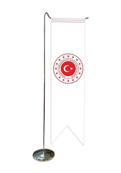 Masa Üstü Kırlangıç Dışişleri Bakanlığı Bayrağı + Krom L Direk Ma