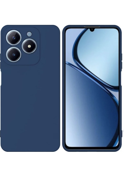 Realme C61 Uyumlu Silikon Kılıf - Kamera Korumalı Esnek Pastel Renk Kapak - Lacivert Lacivert