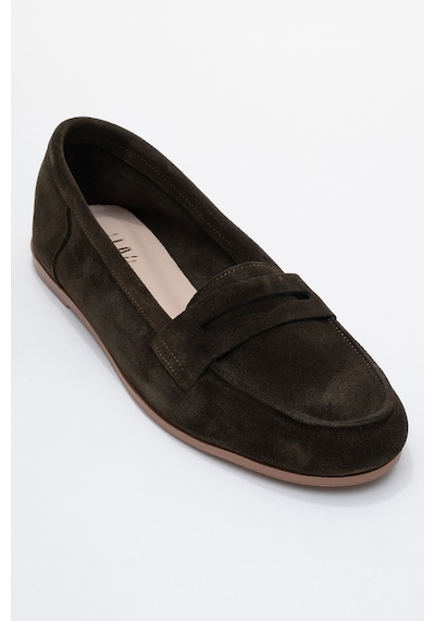 Luvishoes Luvi Shoes F02 Hakiki Deri Kadın Loafer Ayakkabı - Yeşil Süet
