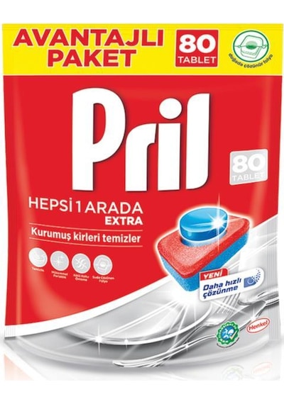 Pril Hepsi Bir Arada Extra Bulaşık Makinesi Deterjanı 80 Tablet Pril Hepsi Bir Arada Extra Bulaşık Makinesi Deterjanı 80 Tablet