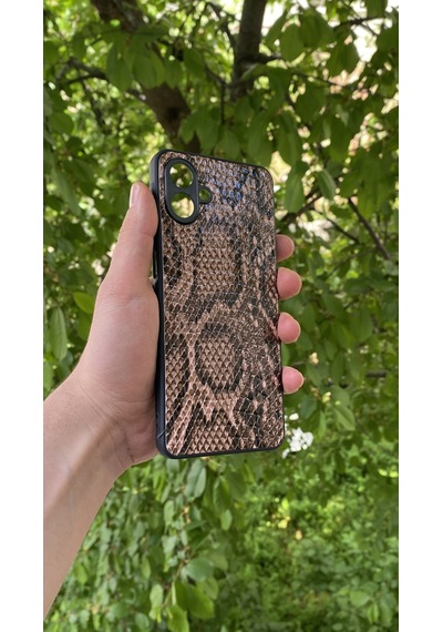 Samsung Uyumlu Galaxy A07 Yılan Desenli Kabartma Dokulu Kılıf Açık Kiremit