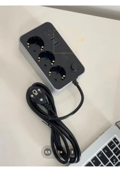 Çoklayıcı 3lü Priz 2 Usb 1 Type-c 2 Metre Kablo Anahtarlı Termal Akım Korumalı Priz