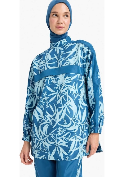 DeFacto Regular Fit Su İtici 3'lü Desenli Burkini Tesettür Mayo Takım E7996AX25HSBE376