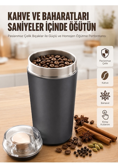 Yeni Nesil Kahve Ve Baharat Öğütücü Paslanmaz Çelik Kahve Değirmeni Çokrenkli