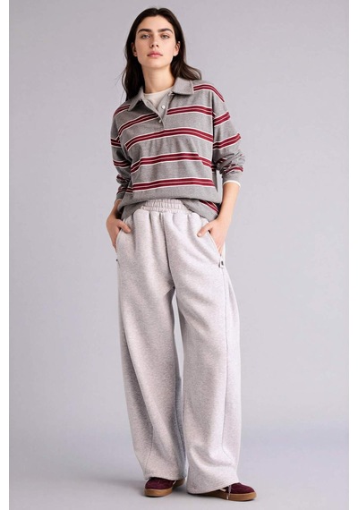 Defacto Loose Fıt Çizgili Sweatshirt G9469ax26spgr256 Gri-gr256