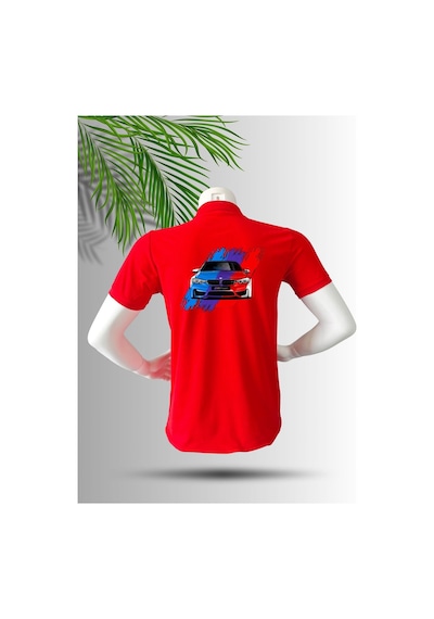 Dafri Spor Araba Severlerin Vazgeçilmezi Pamuklu Polo Yaka T-shirt Kırmızı
