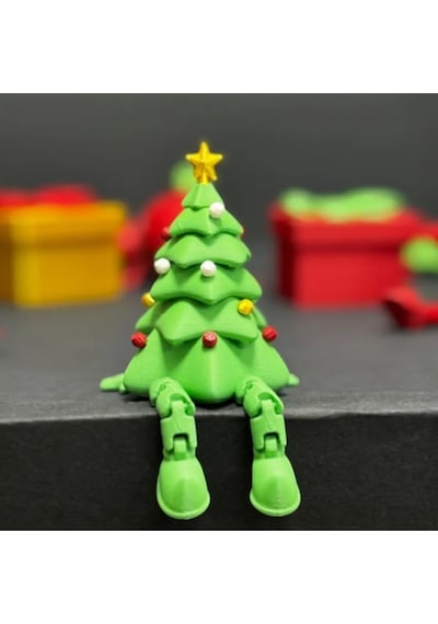 Sevimli Bacaklı 3d Baskı Yılbaşı Ağacı Figürleri - 3 Adet Dekoratif Masa Süsü 7 Cm