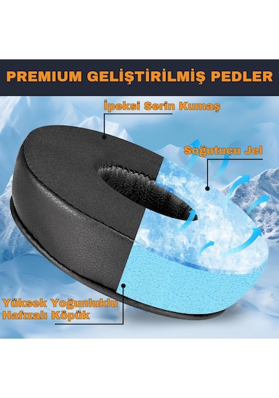 Jbl T450bt 460bt Tune 500bt 510bt 520bt 525bt 530bt 560bt 570bt & E40bt & Jr Serisi İle Uyumlu Soğutucu Jel Kulaklık Pedi Ve Kafa Bandı - İpeksi Kumaş & Hafızalı Sünger Kulaklık Pedi Seti Siyah