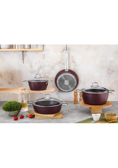 Noble Life 7 Parça İndüksiyon Tabanlı Set Bordo