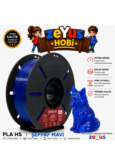 Generic Pla Hs Hyper Speed Filament Şeffaf Mavi 1.75 Mm 1000 Gr
