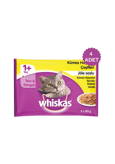 Whiskas Kümes Hayvanlı Seçenekleri Jöleli Pouch Kedi Konserve Maması 4'lü 4 x 85 G