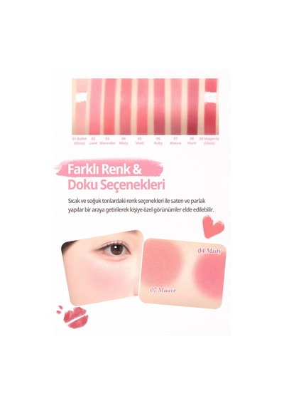 Dasique 9 Renkli Ruj & Allık Paleti Mood Painting Lip & Cheek Palette 03 Pink Coloring 03 Pink Coloring