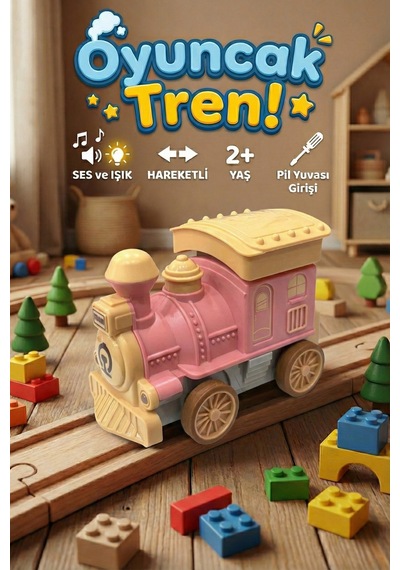 Bas Bırak Hareketli Oyuncak Tren - Sesli Işıklı Eğitici Lokomotif Çocuk Oyuncağı 2 Yaş+