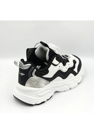 Lescon Jelly Siyah Beyaz Makara Bağcıklı Kız Çocuk Sneaker Spor Ayakkabı