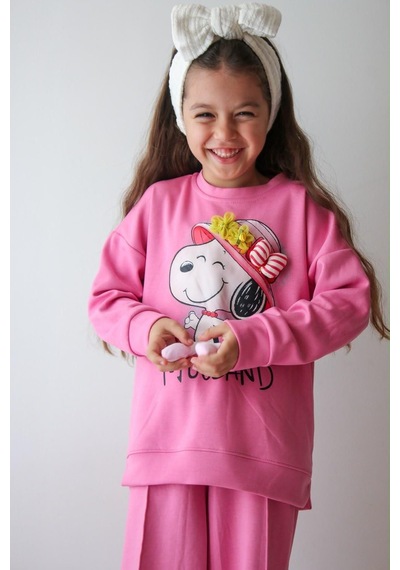 Mila Mood Kız Çocuk Pembe Figür Baskılı Eşofman Takımı Sweatshirt Bol Paça Alt Eşofman 2'li Takım Mila Mood Kız Çocuk Pembe Figür Baskılı Eşofman Takımı Sweatshirt Bol Paça Alt Eşofman 2'li Takım