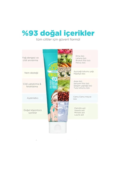 Smooth& Pure Deep Clean Cleansing Foam 80ml -bitki Özlü Arındırıcı Doğal Cilt Temizleme Köpüğü