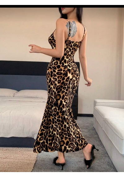 Trend Dokunuş Kadın Pamuklu Leopar Desenli Dantel Detaylı İnceaskılı Uzungecelik Elbise Kahverengi - Leopar Trend Dokunuş Kadın Pamuklu Leopar Desenli Dantel Detaylı İnceaskılı Uzungecelik Elbise Kahverengi - Leopar