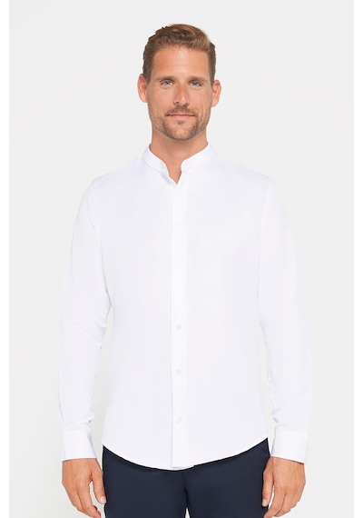 Tudors Erkek Slim Fit Dar Kesim Pamuklu Kolay Ütü Beyaz Hakim Yaka Gömlek-17439 Beyaz