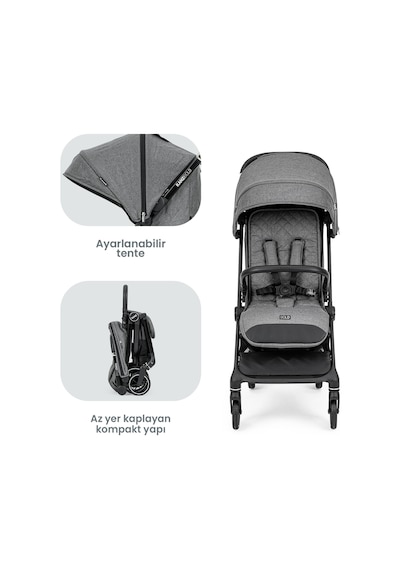 Kanz Bold Autofold Kabin Boy Bebek Arabası Steel Grey