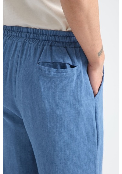 Redline Thicked Erkek Kalın Baggy Keten Görünümlü Rahat Pantolon Bol Paça Yeni Sezon İndigo