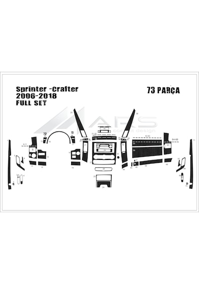 Mercedes Sprinter-crafter Torpido Konsol Kaplama 2006-2018 73 Parça Koyu Meşe
